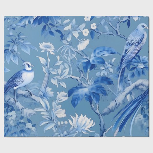 Chinoiserie Blue Wrapping Paper Cadeaupapier (Zoom)