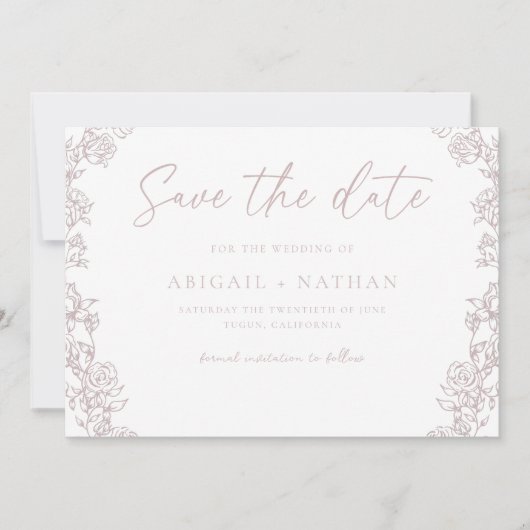  Chinoiserie Blush krans bruiloft Save The Date (Voorkant)