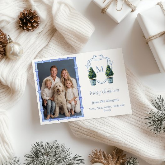 Chinoiserie Boompersmonogramfoto Feestdagenkaart