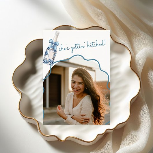 Chinoiserie Boots en Bubbly Vrijgezellenfeest Kaart