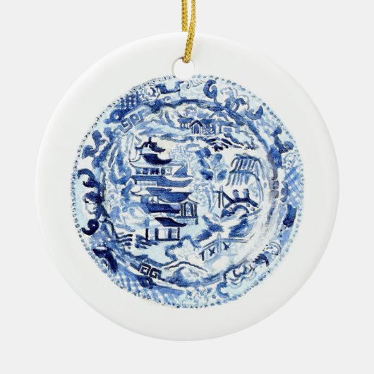 Chinoiserie-Bord keramisch sierlijk Ornament (Voorkant)