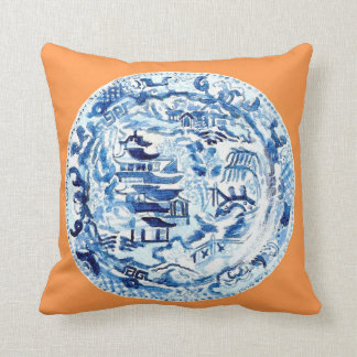 CHINOISERIE BORD OP TANGERINE KUSSEN