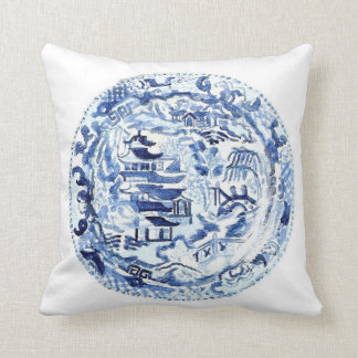 CHINOISERIE BORD PILLOW BLUE/WITTE KUSSEN