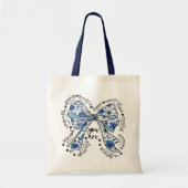 Chinoiserie Bow Blue Floral  Positive  Tote Bag (Voorkant)