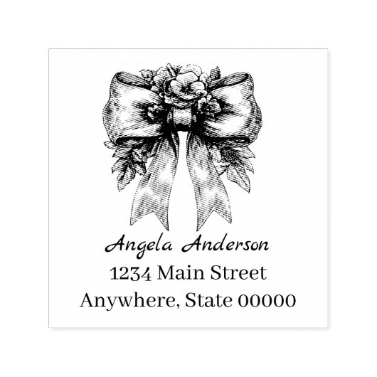 Chinoiserie Bow Retouradres Zelfinktende Stempel (Design)