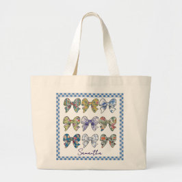 Chinoiserie Bows Checkerboard Pattern Grote Tote Bag