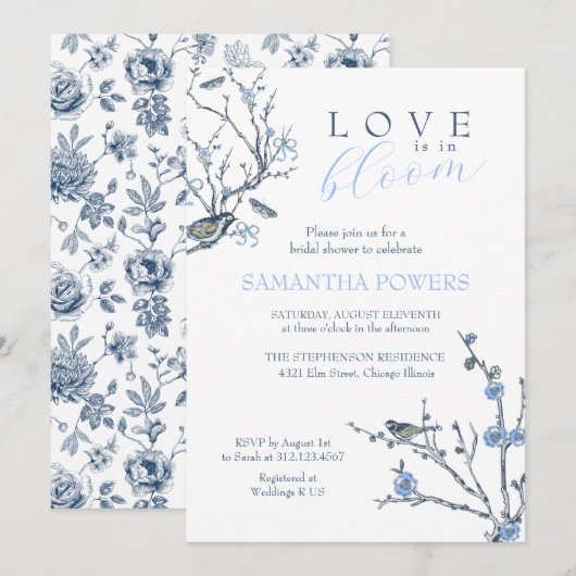 Chinoiserie Bridal Shower Uitnodiging (Voorkant / Achterkant)