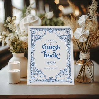 Chinoiserie bruiloft gastenboek Reclamebord Met Voetstuk