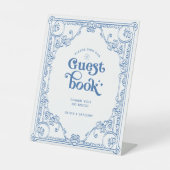  Chinoiserie bruiloft gastenboek Reclamebord Met Voetstuk (Voorkant)