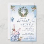 Chinoiserie Brunch en Bubbly Blue Vrijgezellenfees Kaart (Voorkant)