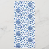 Chinoiserie Bunny Blauw-Wit Baby shower Party Menu (Achterkant)
