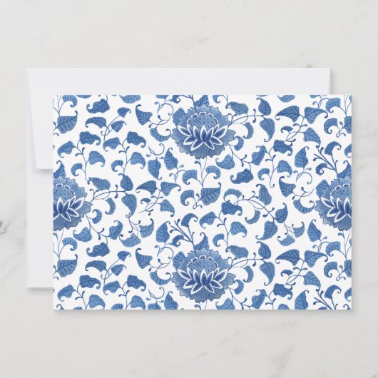 Chinoiserie Bunny Blue en White Boy Baby shower Bedankkaart (Achterkant)