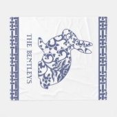 Chinoiserie Bunny Rabbit Fleece Blanket (Voorkant (Horizontaal))