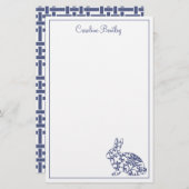 Chinoiserie Bunny Rabbit - Gepersonaliseerde schri Briefpapier (Voorkant / Achterkant)