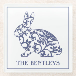 Chinoiserie Bunny Rabbit Glass Onderzetters
