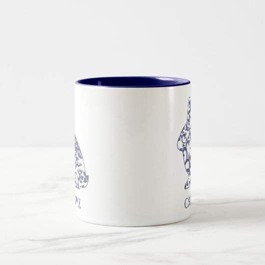 Chinoiserie Bunny Rabbit Personalized Mug Tweekleurige Koffiemok (Center)