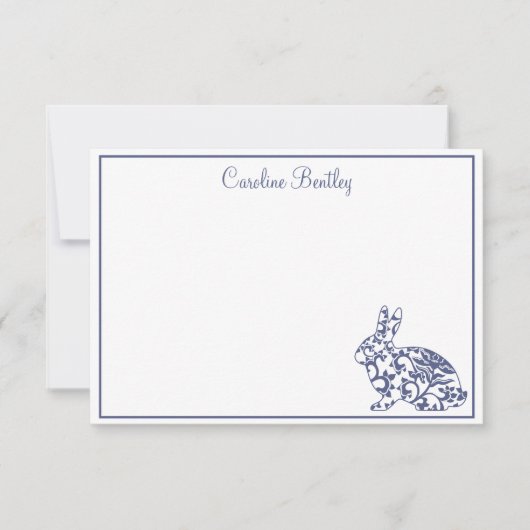 Chinoiserie Bunny Rabbit Personalized Note Cards Bedankkaart (Voorkant)