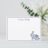 Chinoiserie Bunny Rabbit Personalized Note Cards Bedankkaart (Staand voorkant)