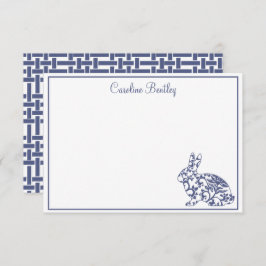 Chinoiserie Bunny Rabbit Personalized Note Cards Bedankkaart