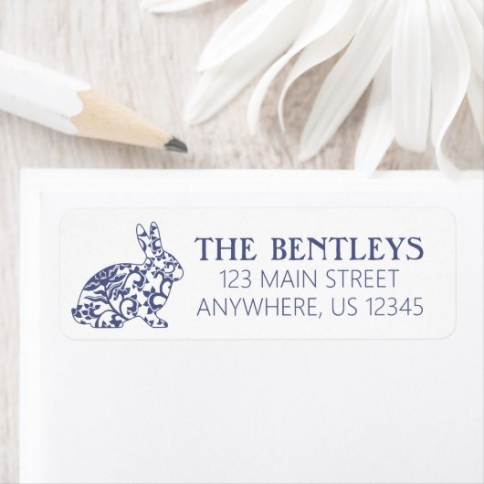 Chinoiserie Bunny Rabbit Return Address Labels (Insitu)