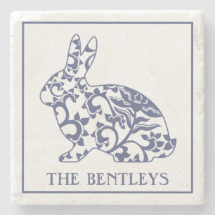 Chinoiserie Bunny Rabbit Stone Onderzetters