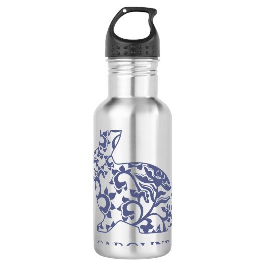 Chinoiserie Bunny Rabbit Water Bottle Waterfles (Voorkant)