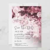 Chinoiserie Burgundy in White Floral Script Photo Save The Date (Voorkant)