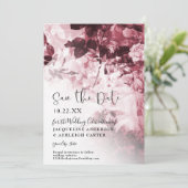 Chinoiserie Burgundy in White Floral Script Photo Save The Date (Staand voorkant)