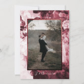 Chinoiserie Burgundy in White Floral Script Photo Save The Date (Achterkant)