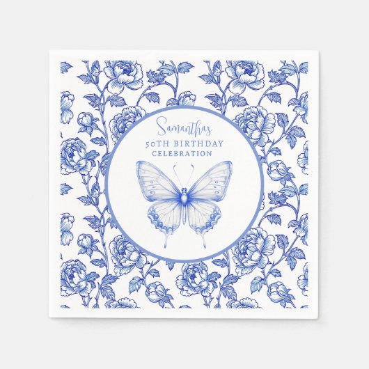 Chinoiserie Butterfly Birthday Plate Servet (Voorkant)