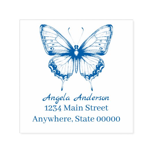 Chinoiserie Butterfly Retouradres Zelfinktende Stempel (Design)