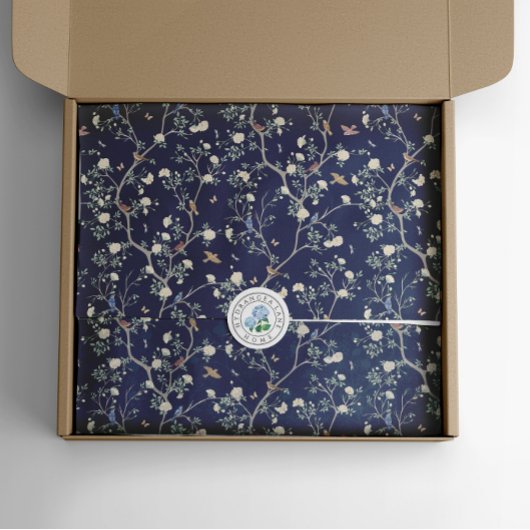 Chinoiserie Camellia Garden Breeze Blauw Tissuepapier