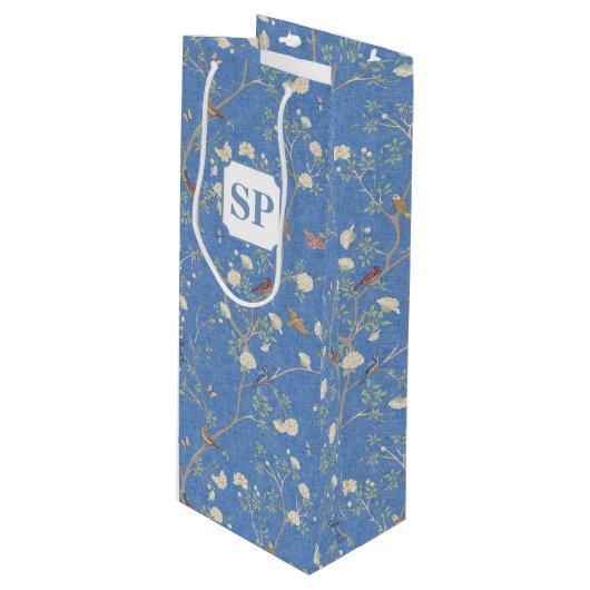 Chinoiserie Camellia Garden Breeze Blauw Wijn Cadeautas (Voorkant Gekanteld)