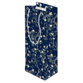 Chinoiserie Camellia Garden Navy Blue Wijn Cadeautas (Achterkant Gekanteld)