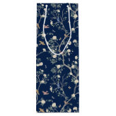 Chinoiserie Camellia Garden Navy Blue Wijn Cadeautas (Achterkant)