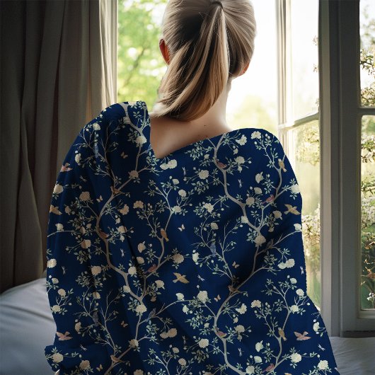 Chinoiserie Camellia Tuin Monogram Fleece Deken