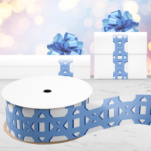 Chinoiserie Cane Trellis in Blue Grosgrain Lint