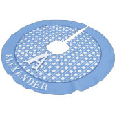 Chinoiserie Cane Trellis in Blue Personalized Imitatie Linnen Kerstboom Kleed (Gekanteld)