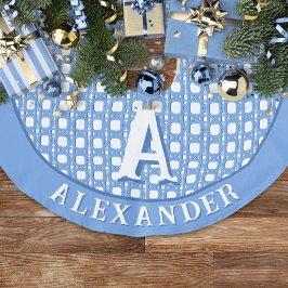 Chinoiserie Cane Trellis in Blue Personalized Imitatie Linnen Kerstboom Kleed