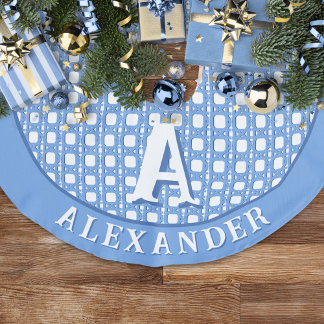 Chinoiserie Cane Trellis in Blue Personalized Imitatie Linnen Kerstboom Kleed