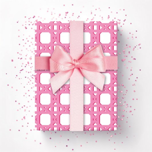 Chinoiserie Cane Trellis in Pink Cadeaupapier