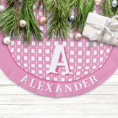 Chinoiserie Cane Trellis in Pink Personalized Imitatie Linnen Kerstboom Kleed
