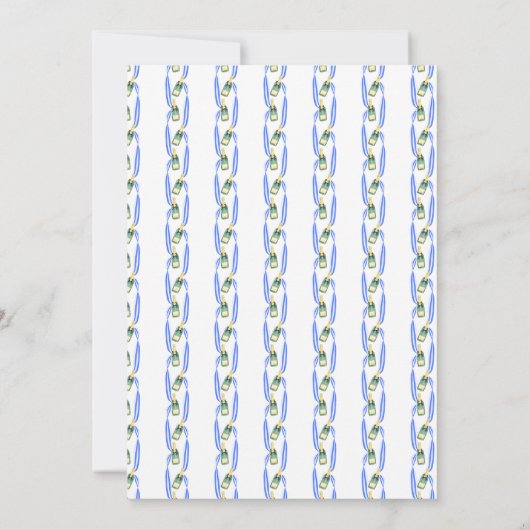 Chinoiserie Champagne Iets Blauw Vrijgezellenfeest Kaart (Achterkant)