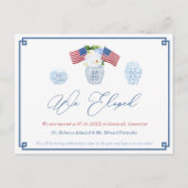 Chinoiserie Chic 4th van juli bruiloft Elopement Aankondigingskaart (Voorkant)
