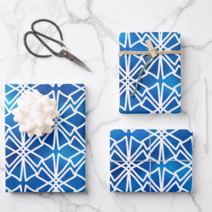 chinoiserie-chic blauw en wit decor werpen kussen  inpakpapier vel