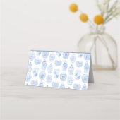 Chinoiserie Chic Blauw en Witte Ginger Jar Wedding Plaatskaartje (Achterkant)