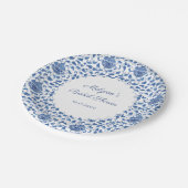 Chinoiserie Chic Blauw & Wit Print Bruidsdouche Papieren Bordje (Gekanteld)
