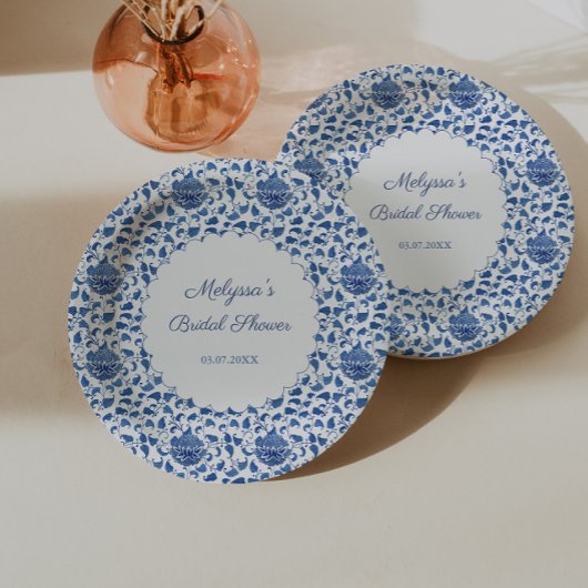 Chinoiserie Chic Blauw & Wit Print Bruidsdouche Papieren Bordje