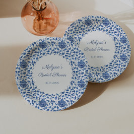 Chinoiserie Chic Blauw & Wit Print Bruiloftsfeest Papieren Bordje