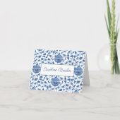 Chinoiserie Chic Blauw-Witte Bruiloftsdouche Bedankkaart (Voorkant)